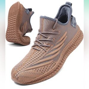 NEW VNANV Sleek Brown and Gray Athletic Shoes with Knit Upper Casual Lightweight